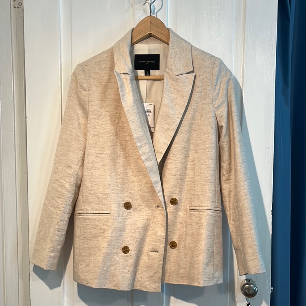 Banana Republic Women's Cream Linen Blazer